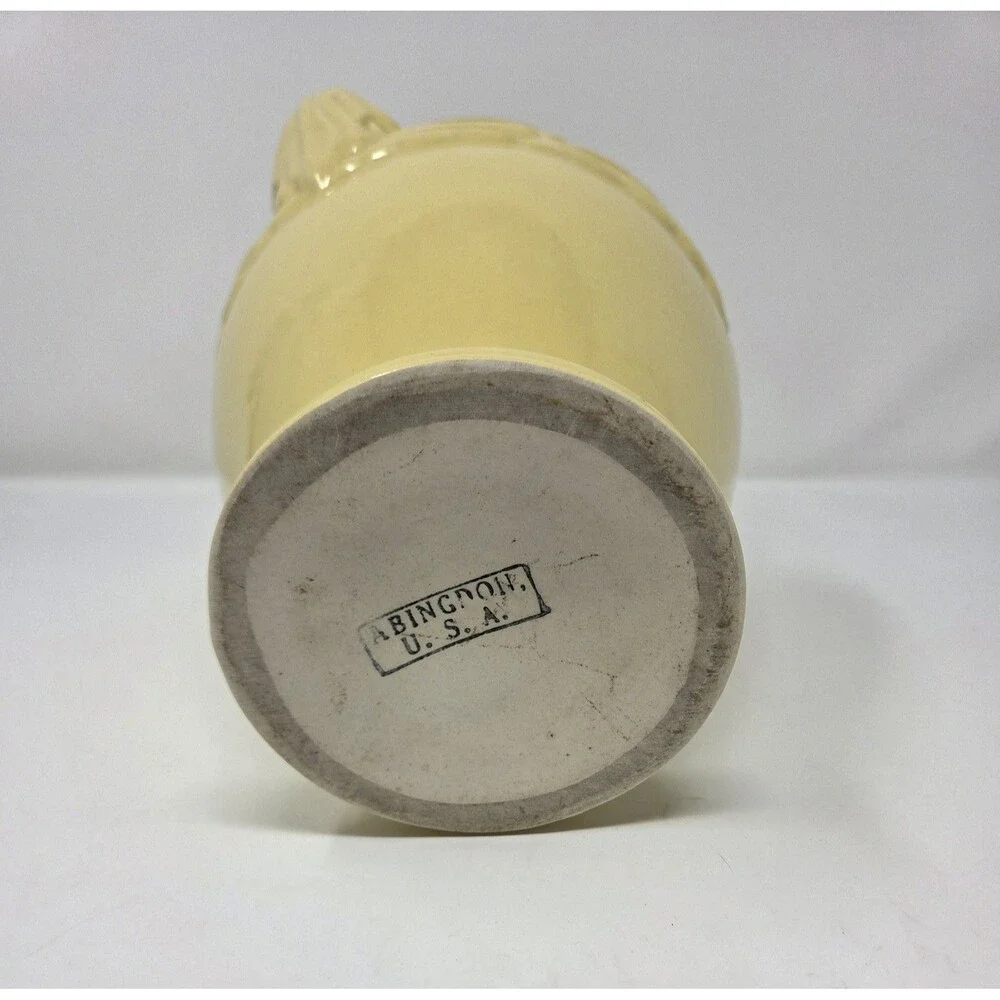 Abingdon Pottery #486 Yellow Acanthus Leaf Double Handle‎ Urn Vase 10